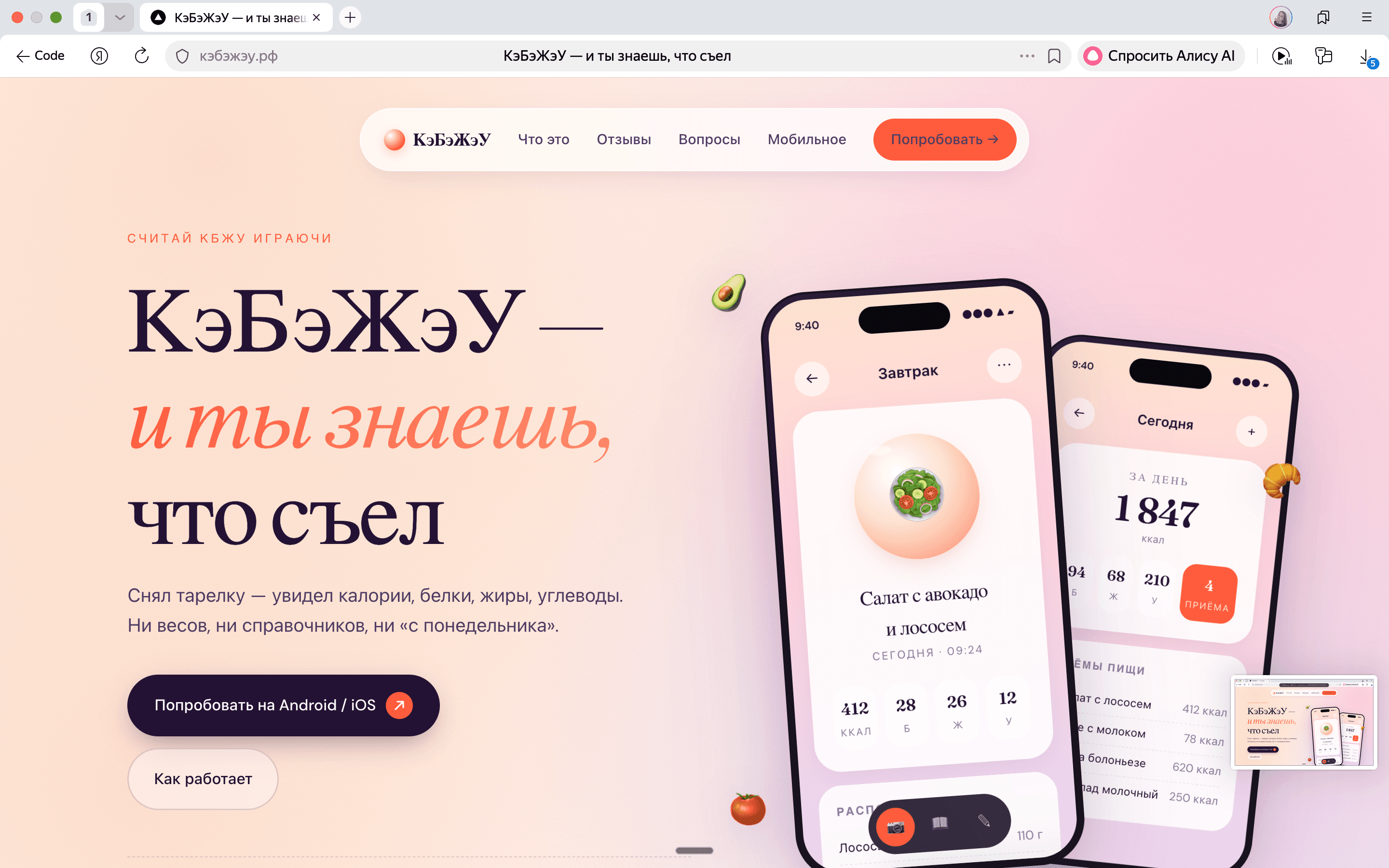 «КэБэЖэУ» — считай КБЖУ играючи — проект Илья Лапшов